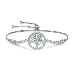 Silver Tree of Life CZ Tennis Bracelet 925 Sterling Silver