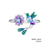 Sterling Silver Flower & Bird Jewelry Set with Purple Zircon eprolo