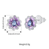 Sterling Silver Flower & Bird Jewelry Set with Purple Zircon eprolo