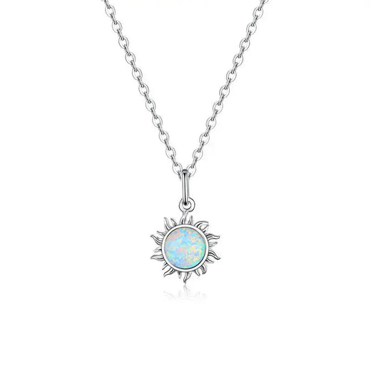925 sterling silver sunflower opal necklace detail