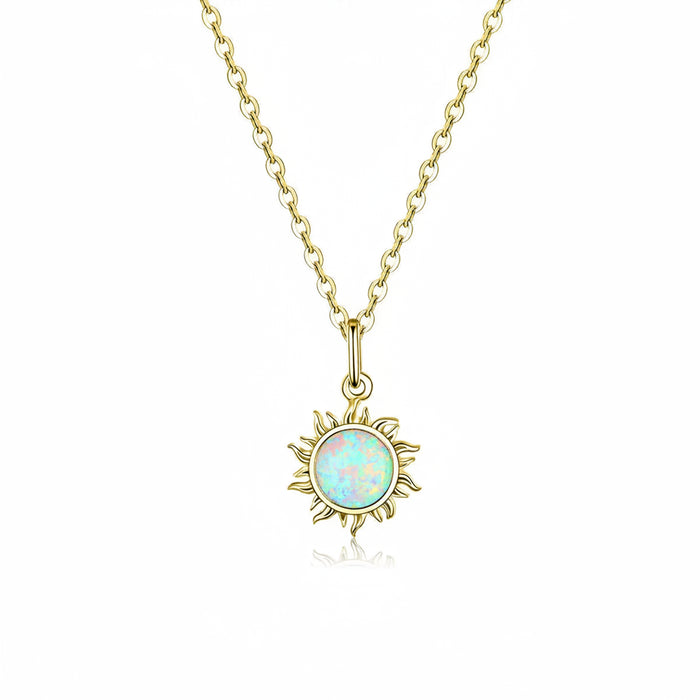 Sunflower opal necklace in 925 sterling silver