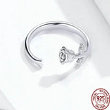 Enchanted 3D Rose & Thorns Sterling Silver Ring | Adjustable Romantic Jewelry 