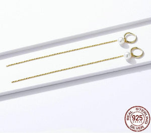 Long Chain Pearl Earrings 