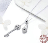 Key of Heart Lock Chain Pendant Necklaces