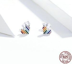 Rainbow Heart Stud Earrings 