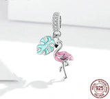 Pink Enamel Flamingo Pendant Charms 
