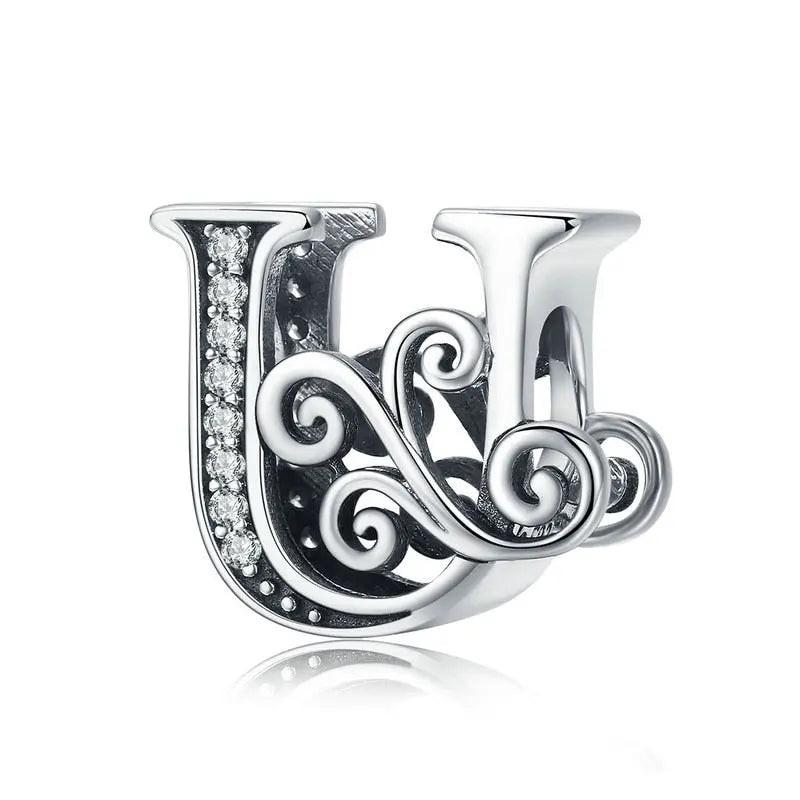 thumbnail image 2 of Voroco S925 Sterling Silver Letter P Bead Charm - CZ Accent Pendant For Women's Necklace 2 of 2