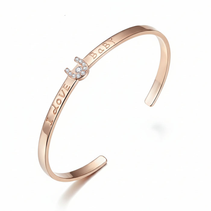 Rose-gold-plated zircon strand bracelet in 925 sterling silver