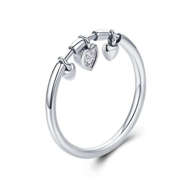 Glittering Heart Clear Ring | Clear Cz Anel Ring | Sterling Silver Ring