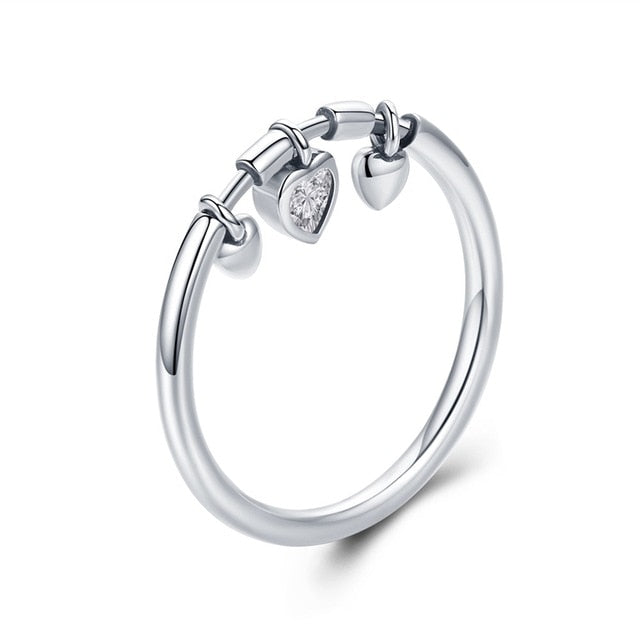 Sterling Silver Glittering Heart CZ Ring β Romantic Promise Ring for Women