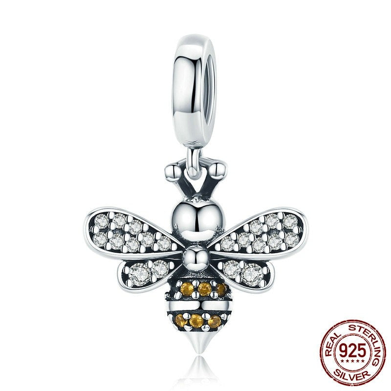 Bee Crystal Charm | Sterling Silver Bead | Pendant