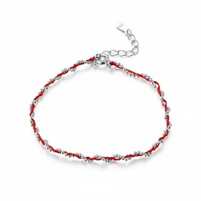 Black and red rope bracelet with 925 sterling silver detail