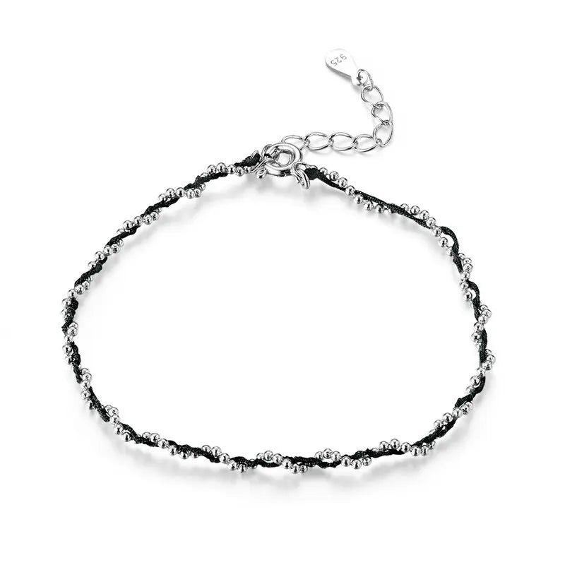 Rope friendship bracelet with 925 sterling silver detail – black and red options