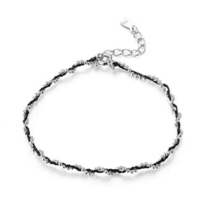 925 Sterling Silver Black & Red Rope Bracelet – Adjustable Friendship Bracelet for Women 