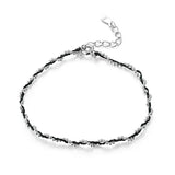 925 Sterling Silver Black & Red Rope Bracelet – Adjustable Friendship Bracelet for Women 