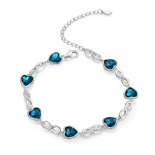 Blue heart bracelet in 925 sterling silver