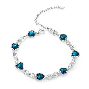 💙 925 Sterling Silver Blue Heart Bracelet – Elegant Sparkle for Weddings & Special Moments 