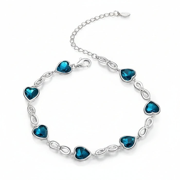 Blue heart bracelet in 925 sterling silver