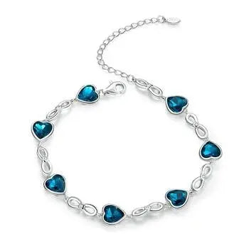 💙 925 Sterling Silver Blue Heart Bracelet – Elegant Sparkle for Weddings & Special Moments 