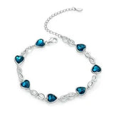 💙 925 Sterling Silver Blue Heart Bracelet – Elegant Sparkle for Weddings & Special Moments 