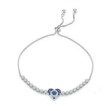Blue Lucky Heart Bracelet – 925 Sterling Silver Platinum-Plated Charm Jewelry for Women 