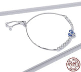 Blue Lucky Heart Bracelet – 925 Sterling Silver Platinum-Plated Charm Jewelry for Women 