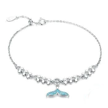Ocean Whisper Blue Fish Tail Bracelet – 925 Sterling Silver CZ Jewelry for Women