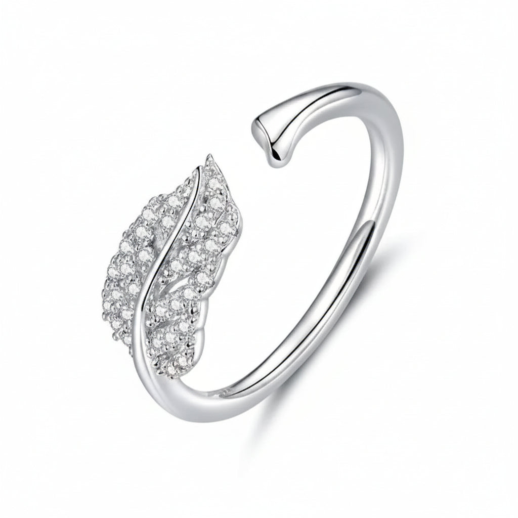 925 Sterling Silver Boho Feather Ring – Vintage Elegance with Free-Spirited Charm 