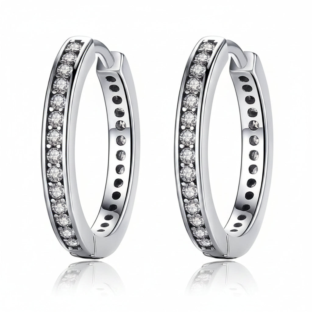 CZ hoop earrings in 925 sterling silver