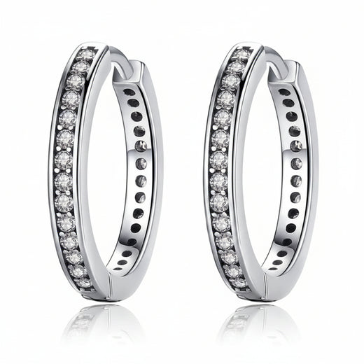 CZ hoop earrings in 925 sterling silver