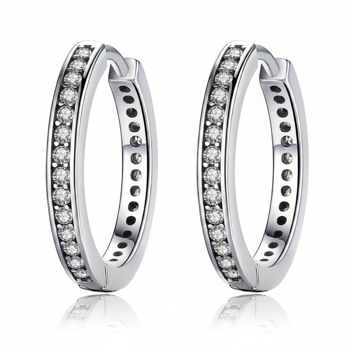 CZ hoop earrings in 925 sterling silver
