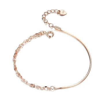 🌹 Rose Gold Sterling Silver Cable Chain Bracelet – Minimalist Elegance for Everyday Style