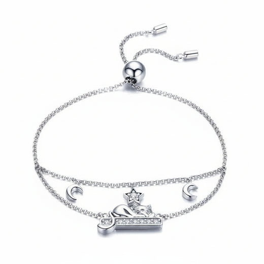 Cat Moon chain bracelet in 925 sterling silver