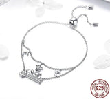 🌙 925 Sterling Silver Cat Moon Chain Bracelet – Whimsical Charm, Elegant Sparkle 