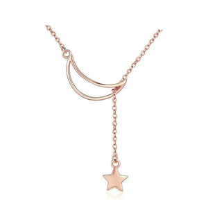 Silver Moon and Star Necklace 