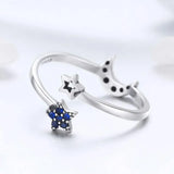 Celestial Moon and Star Sterling Silver Ring | 925 Silver Romantic Jewelry | 