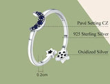Celestial Moon and Star Sterling Silver Ring | 925 Silver Romantic Jewelry | 