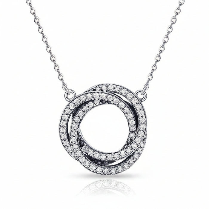 Round clear CZ pendant necklace in 925 sterling silver