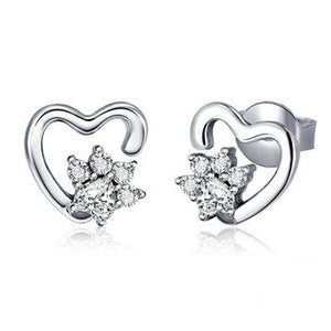 Classic Cubic Zircon Earrings | Silver Earrings | Heart Earrings | Earrings