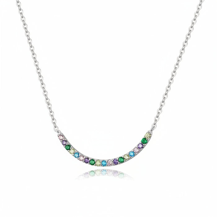 Smile rainbow gemstone necklace with curved multicolour design