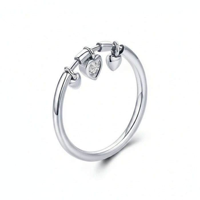 Sterling Silver Glittering Heart CZ Ring – Romantic Promise Ring for Women 