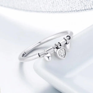 Sterling Silver Glittering Heart CZ Ring – Romantic Promise Ring for Women 