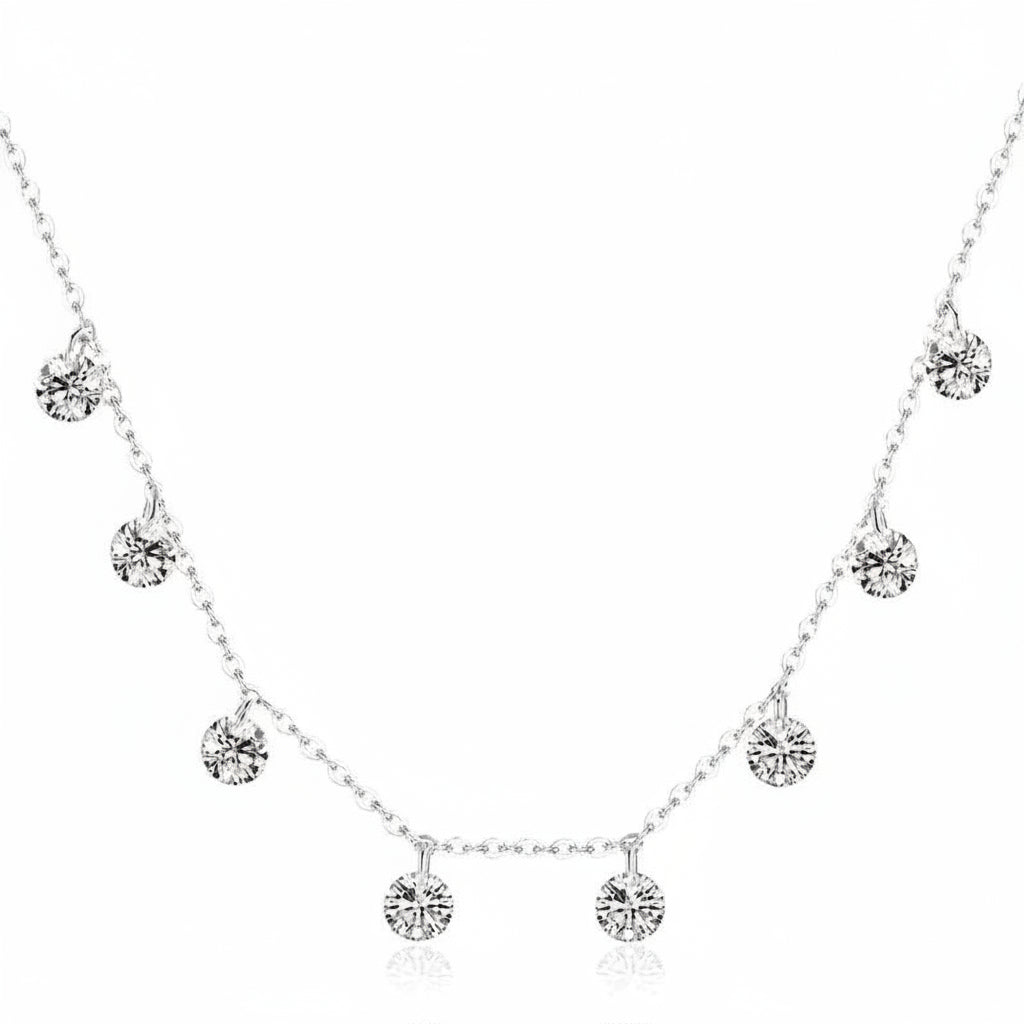 Geometric zircon choker necklace in 925 sterling silver