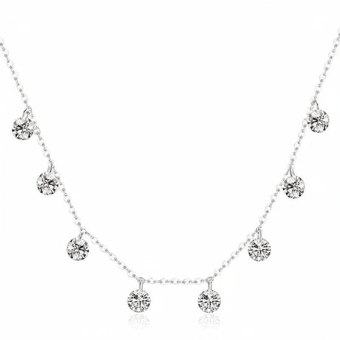 Geometric zircon choker necklace in 925 sterling silver