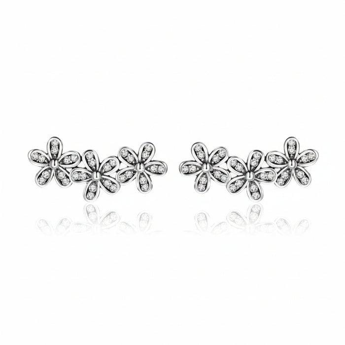 Daisy Bloom clear CZ stud earrings in 925 sterling silver