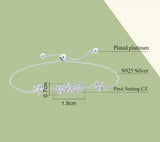 925 Sterling Silver Daisy Flower Bracelet – Elegant Floral CZ Jewelry for Women 