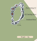 Daisy Flower Sterling Silver Ring | 925 Silver Jewelry | Floral Statement Ring 
