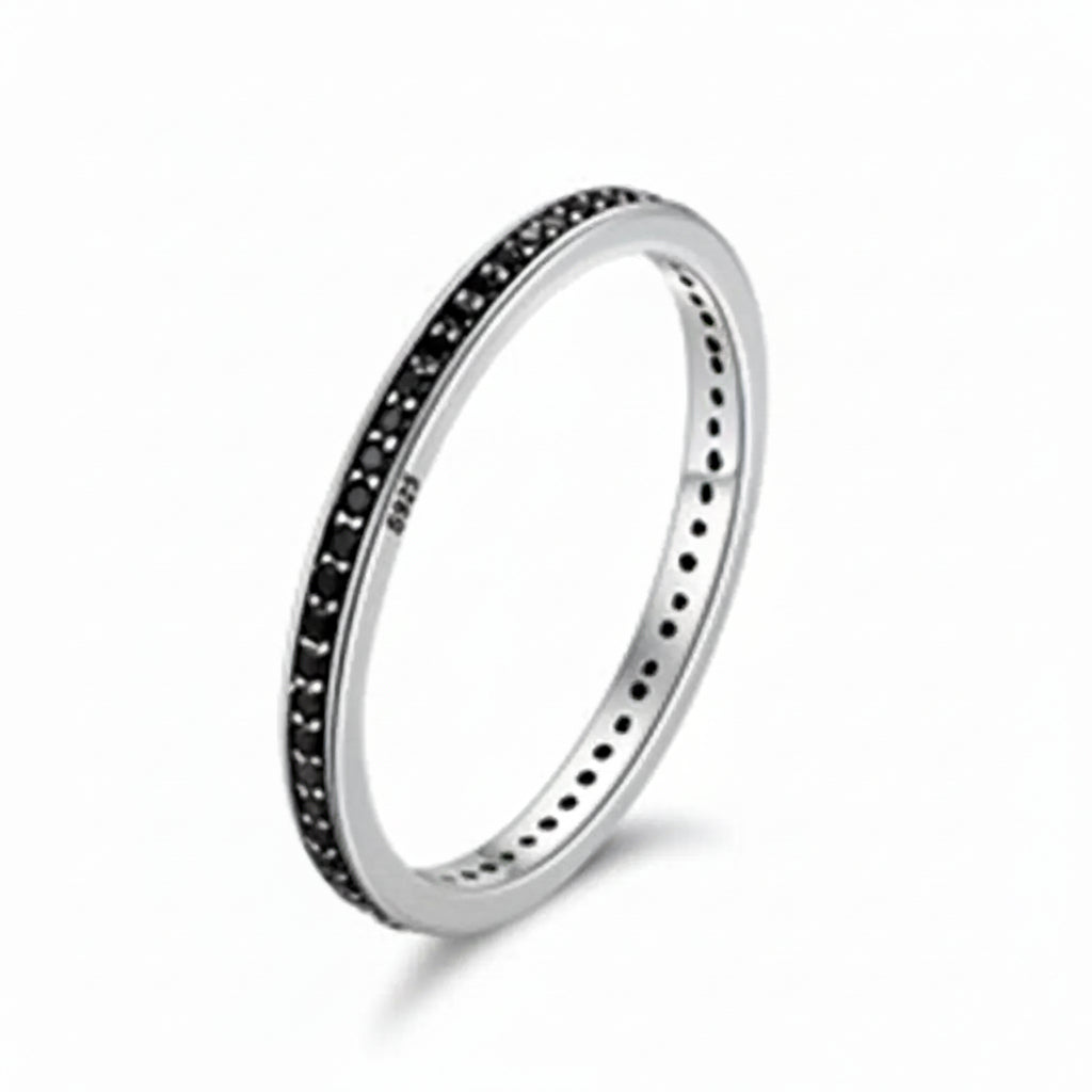Dazzling CZ stackable thin silver ring in 925 sterling silver – Jewelry Towns