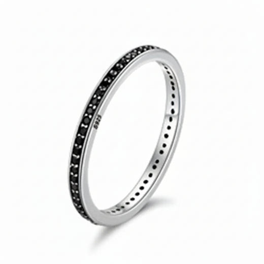 Dazzling CZ stackable thin silver ring in 925 sterling silver – Jewelry Towns