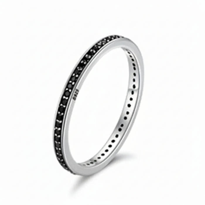 Dazzling CZ stackable thin silver ring in 925 sterling silver – Jewelry Towns